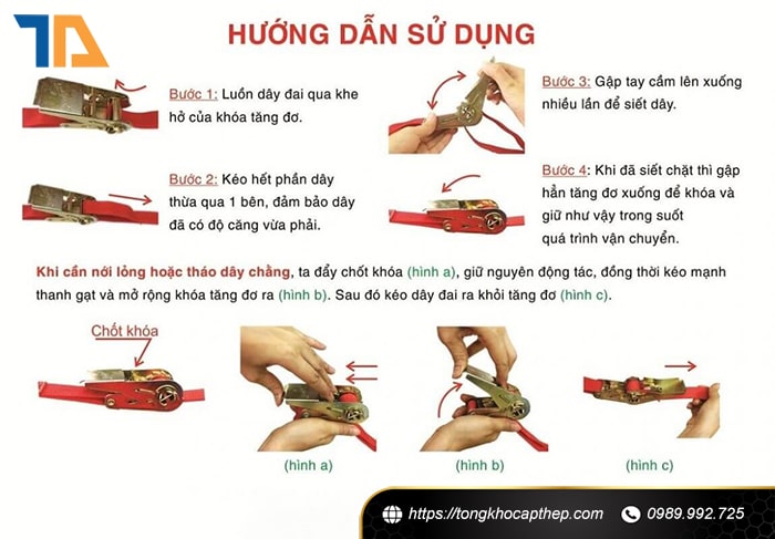 Hướng dẫn sử dụng tăng đơ vải chằng hàng